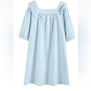 NWT Lil Cactus Women's Light Blue Cotton Ruffle Embroidered Dress Size S/M